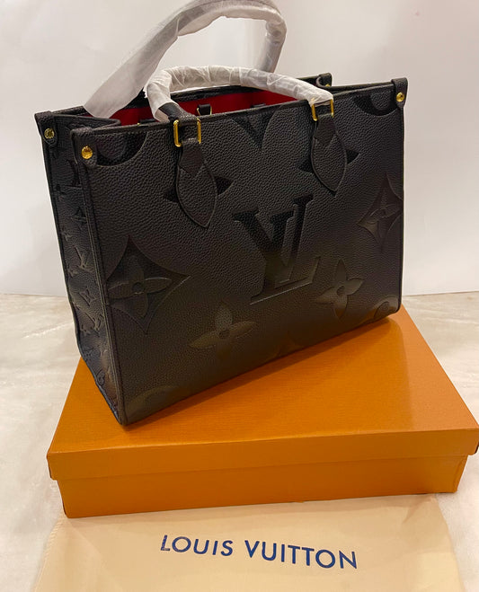 Louis Vuitton Onthego MM Black Empreinte - Red Interior